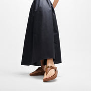 LULU Square-Chain Leather Toe-Post Sandals