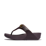 LULU Square-Chain Leather Toe-Post Sandals