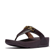 LULU Square-Chain Leather Toe-Post Sandals