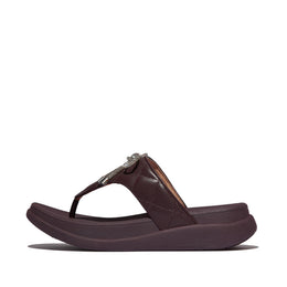 F-MODE Go Crystal-Bow Quilted Toe-Post Sandals