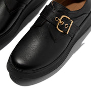 F-Mode Stitch Tumbled-Leather Monk Shoes