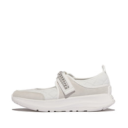F-MODE Flow Crystal-Strap Quilted Mary Janes