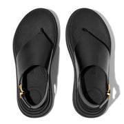 F-MODE Stack Leather Back-Strap Toe-Post Sandals