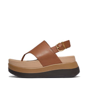 F-MODE Stack Leather Back-Strap Toe-Post Sandals