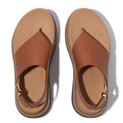 F-MODE Stack Leather Back-Strap Toe-Post Sandals