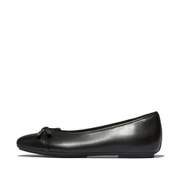 DELICATO Glitz-Bow Leather Ballet Flats