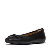 DELICATO Glitz-Bow Leather Ballet Flats