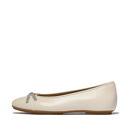 DELICATO Glitz-Bow Leather Ballet Flats