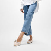 DELICATO Glitz-Bow Leather Ballet Flats