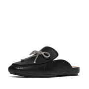 DELICATO Crystal-Bow Quilted-Leather Mules