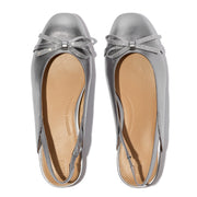 DELICATO Glitz-Bow Leather Slingbacks