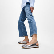 DELICATO Glitz-Bow Leather Slingbacks