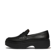 F-Luma Stitch Tumbled-Leather Penny Loafers