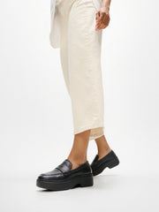 F-Luma Stitch Tumbled-Leather Penny Loafers