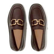 F-LUMA Square-Chain Leather Demi-Wedge Loafers