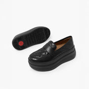 F-MODE Stack Quilted-Leather Loafers