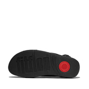 LULU Beaded-Chain Leather Back-Strap Sandals