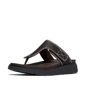 GEN-FF Mens Adjustable Stitch-Detail Textile/Leather Toe-Post Sandals