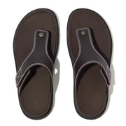 GEN-FF Mens Adjustable Stitch-Detail Textile/Leather Toe-Post Sandals