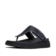 GEN-FF Mens Adjustable Stitch-Detail Textile/Leather Toe-Post Sandals