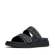 GEN-FF Mens Adjustable Stitch-Detail Textile/Leather Slides