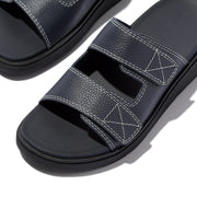 GEN-FF Mens Adjustable Stitch-Detail Textile/Leather Slides