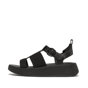 F-MODE Leather/Webbing Flatform Fisherman Sandals