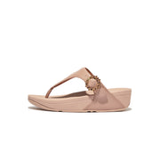 LULU Crystal-Buckle Leather Toe-Post Sandals