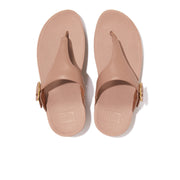 LULU Crystal-Buckle Leather Toe-Post Sandals