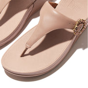 LULU Crystal-Buckle Leather Toe-Post Sandals