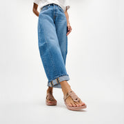 FINO Crystal-Twist Metallic Toe-Post Sandals
