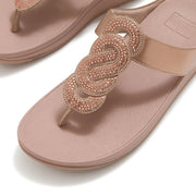 FINO Crystal-Twist Metallic Toe-Post Sandals