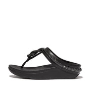 FINO Crystal-Cord Leather Toe-Post Sandals