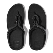 FINO Crystal-Cord Leather Toe-Post Sandals