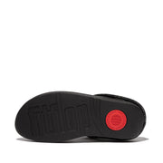 FINO Crystal-Cord Leather Toe-Post Sandals