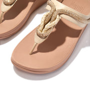 FINO Crystal-Cord Leather Toe-Post Sandals