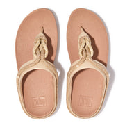 FINO Crystal-Cord Leather Toe-Post Sandals