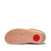 FINO Crystal-Cord Leather Toe-Post Sandals