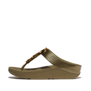 HALO Bead-Circle Metallic Toe-Post Sandals