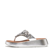 FitFlop x Song Hye Kyo<br> F-MODE Jewel-Deluxe Metallic-Leather Flatform Toe-Post Sandals