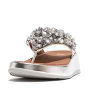 FitFlop x Song Hye Kyo<br> F-MODE Jewel-Deluxe Metallic-Leather Flatform Toe-Post Sandals