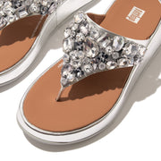 FitFlop x Song Hye Kyo<br> F-MODE Jewel-Deluxe Metallic-Leather Flatform Toe-Post Sandals
