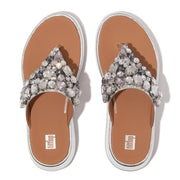 FitFlop x Song Hye Kyo<br> F-MODE Jewel-Deluxe Metallic-Leather Flatform Toe-Post Sandals