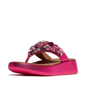 FitFlop x Song Hye Kyo<br> F-MODE Jewel-Deluxe Metallic-Leather Flatform Toe-Post Sandals