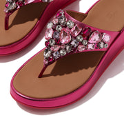 FitFlop x Song Hye Kyo<br> F-MODE Jewel-Deluxe Metallic-Leather Flatform Toe-Post Sandals