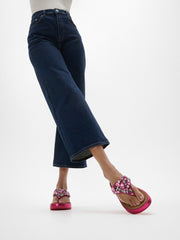 FitFlop x Song Hye Kyo<br> F-MODE Jewel-Deluxe Metallic-Leather Flatform Toe-Post Sandals