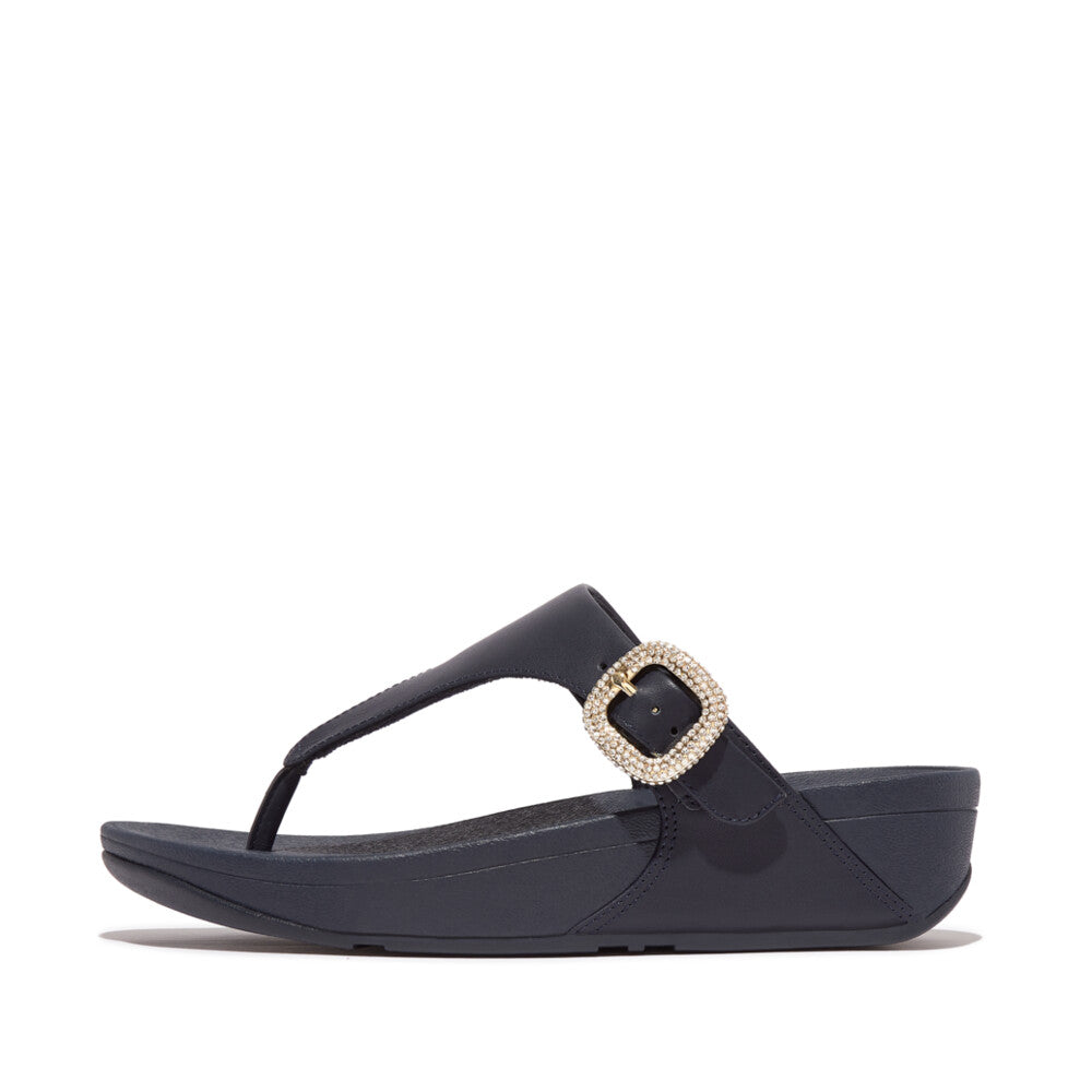 Fitflop Women Lulu Crystal-Buckle Leather Toe-Post Sandals |HN9-399| Midnight Navy main image 0