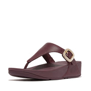 LULU Crystal-Buckle Leather Toe-Post Sandals