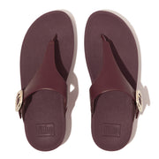 LULU Crystal-Buckle Leather Toe-Post Sandals