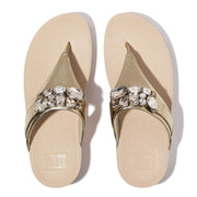 LULU Jewel-Deluxe Metallic-Leather Toe-Post Sandals